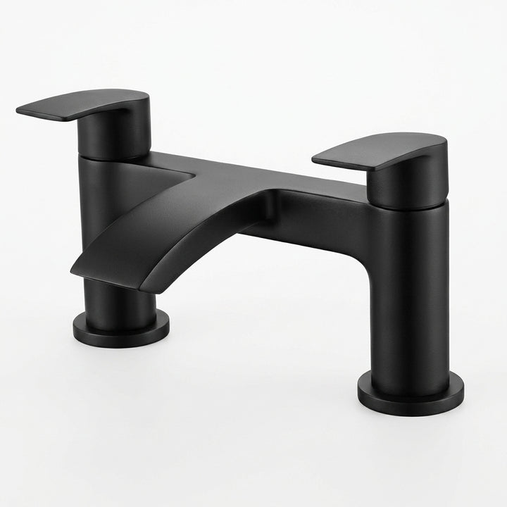 Kelmora Bath Mixer Tap | Deck Mounted Bath Filler Tap with Dual Lever Control, Black