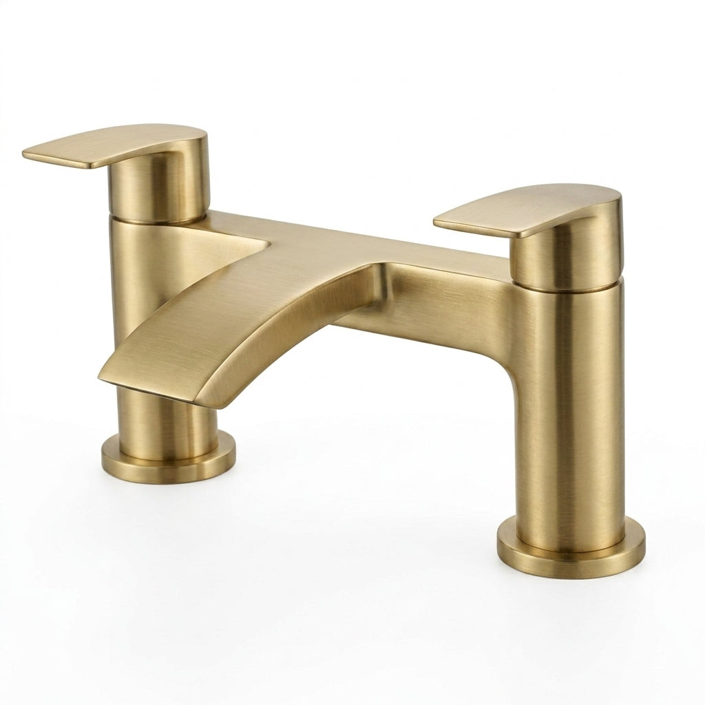 Kelmora Bath Mixer Tap | Deck Mounted Bath Filler Tap with Dual Lever Control, Brass