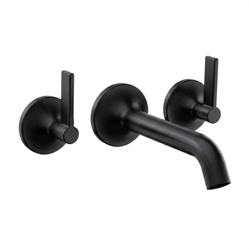 Kelmora Bath Mixer Tap | Deck Mounted Bath Filler Tap with Dual Lever Control Black