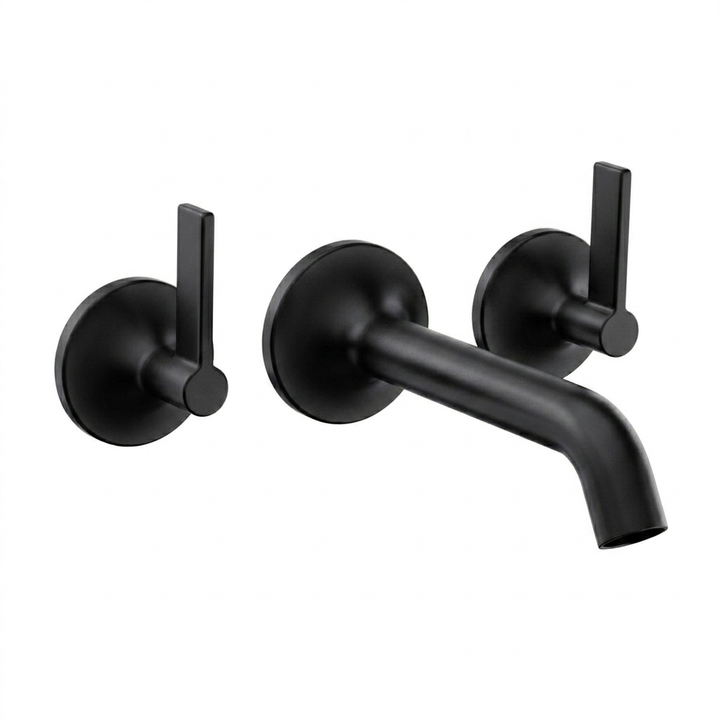 Kelmora Bath Mixer Tap | Deck Mounted Bath Filler Tap with Dual Lever Control Black