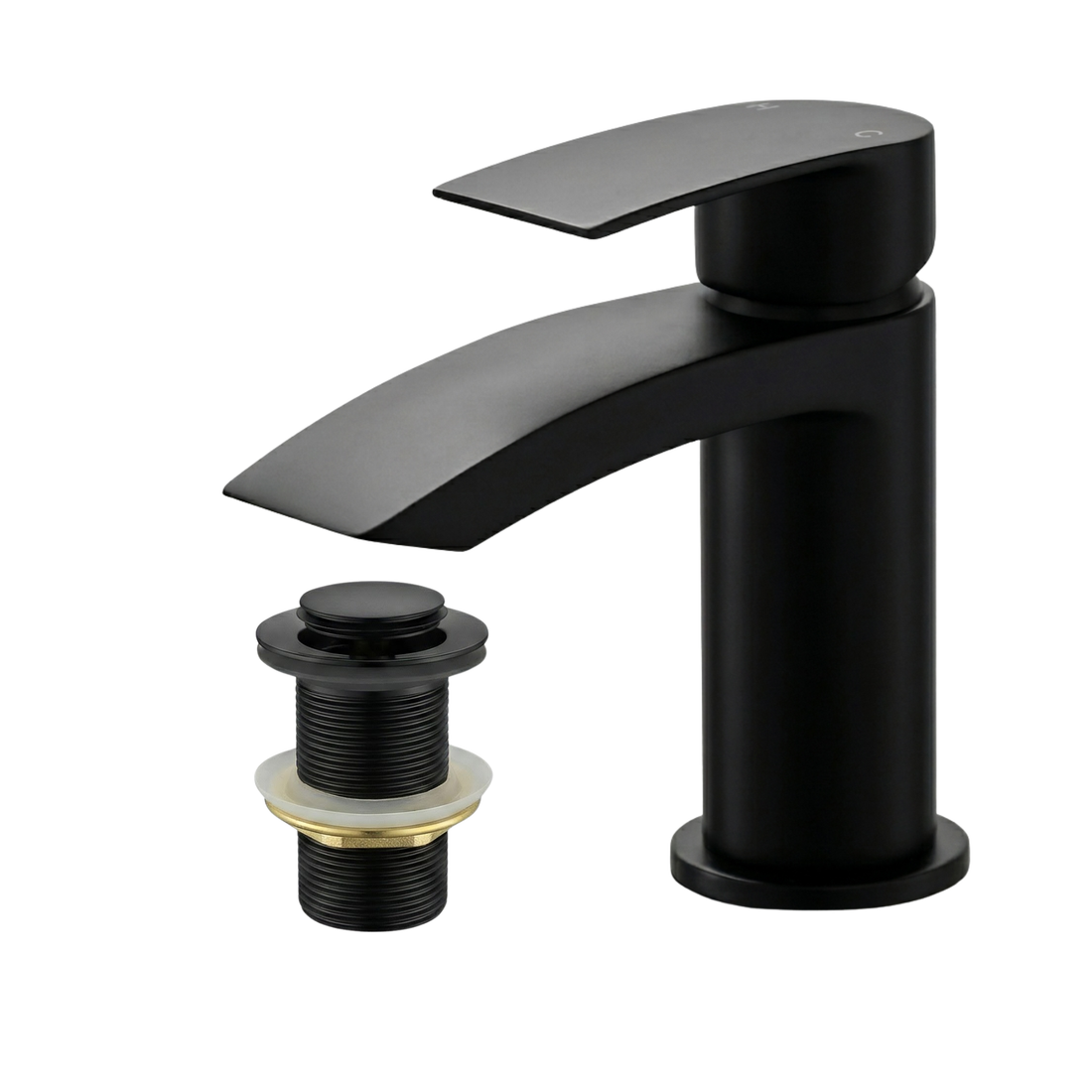 Kelmora Basin Mixer Tap | Single Lever Bathroom Sink Faucet with Click Clack Waste, Black