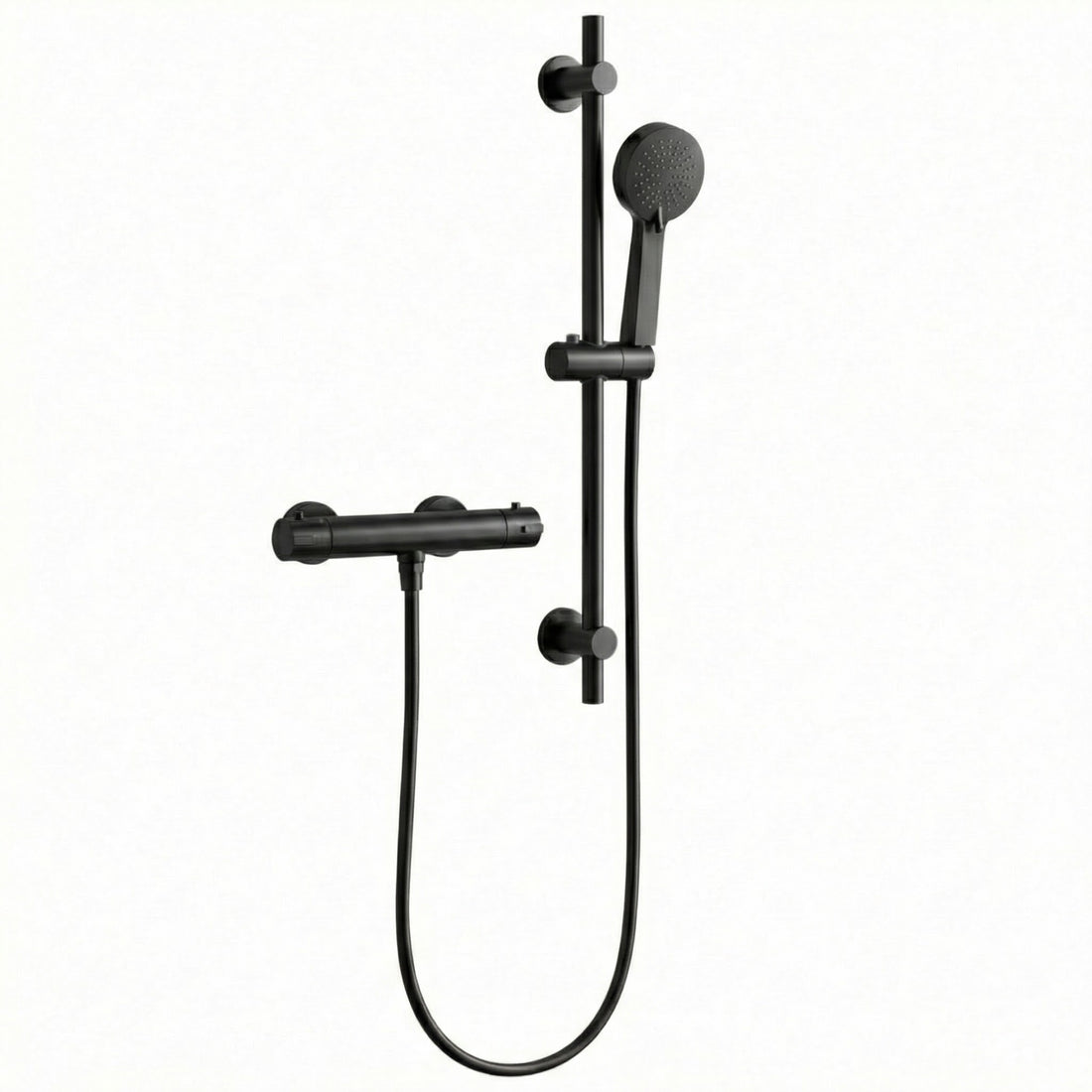 Kelmora Riser Rail Shower Kit | Bar Mixer Shower with Overhead & Handset, Black