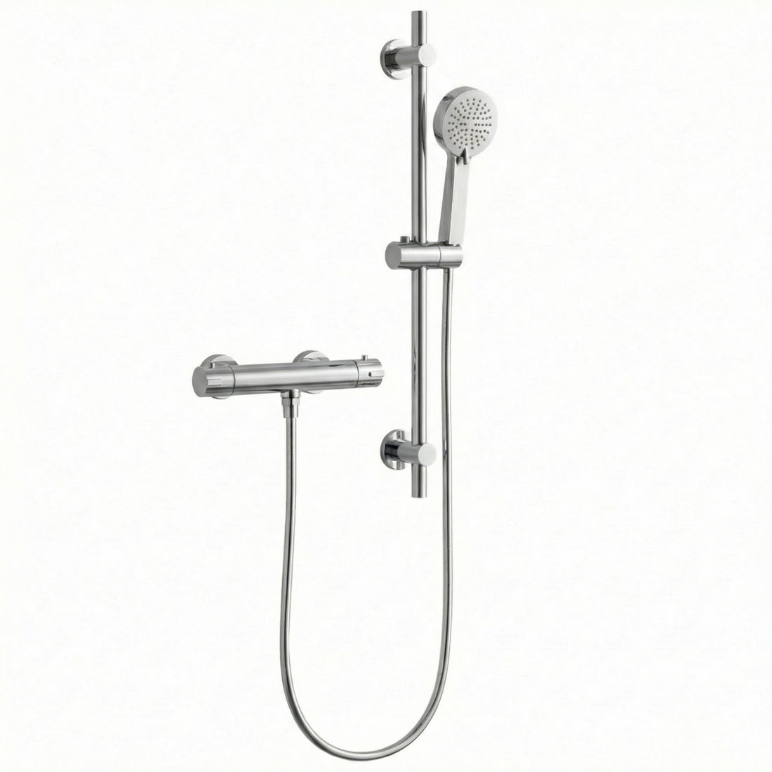 Kelmora Riser Rail Shower Kit | Bar Mixer Shower with Overhead & Handset, Chrome