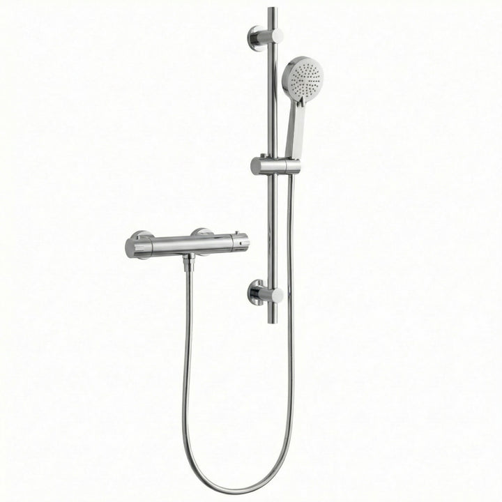 Kelmora Riser Rail Shower Kit | Bar Mixer Shower with Overhead & Handset, Chrome