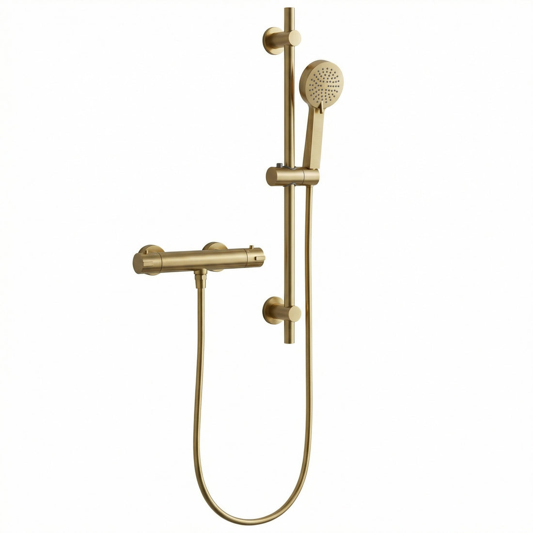 Kelmora Riser Rail Shower Kit | Bar Mixer Shower with Overhead & Handset, Brass