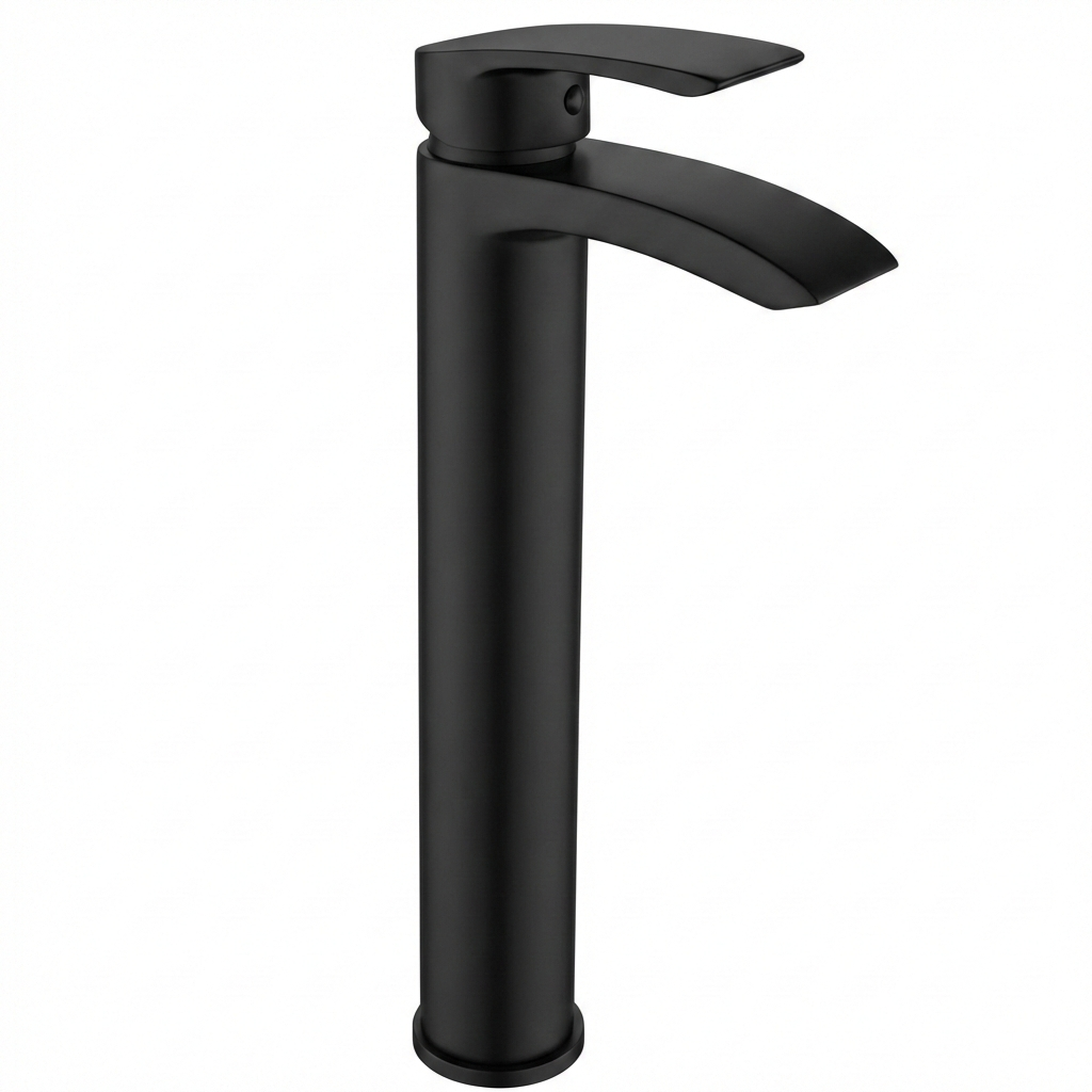 Kelmora Tall Basin Mixer Tap | Single Lever Bathroom Sink Faucet with Click Clack Waste, Black
