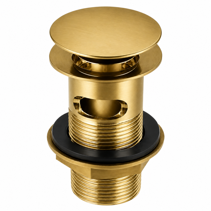 Kelmora Pop Up Basin Waste, Push Sink Waste, Brass