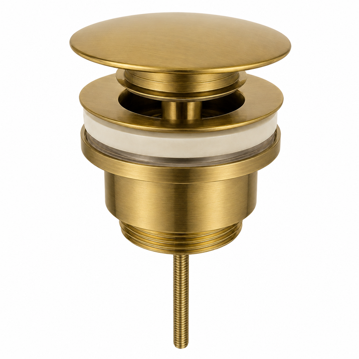 Kelmora Pop Up Basin Waste, Push Sink Waste,  Brass