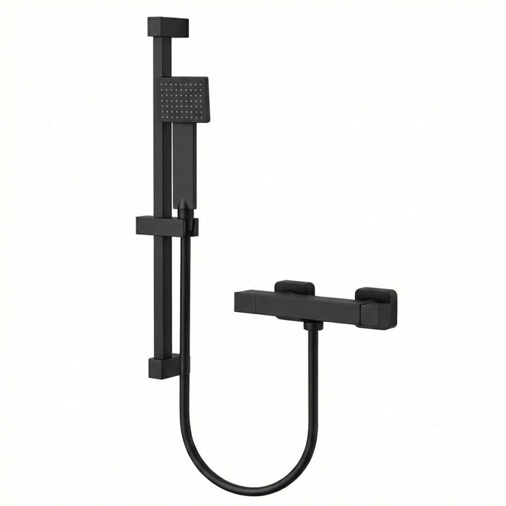 Kelmora Square Riser Rail Shower Kit, Black