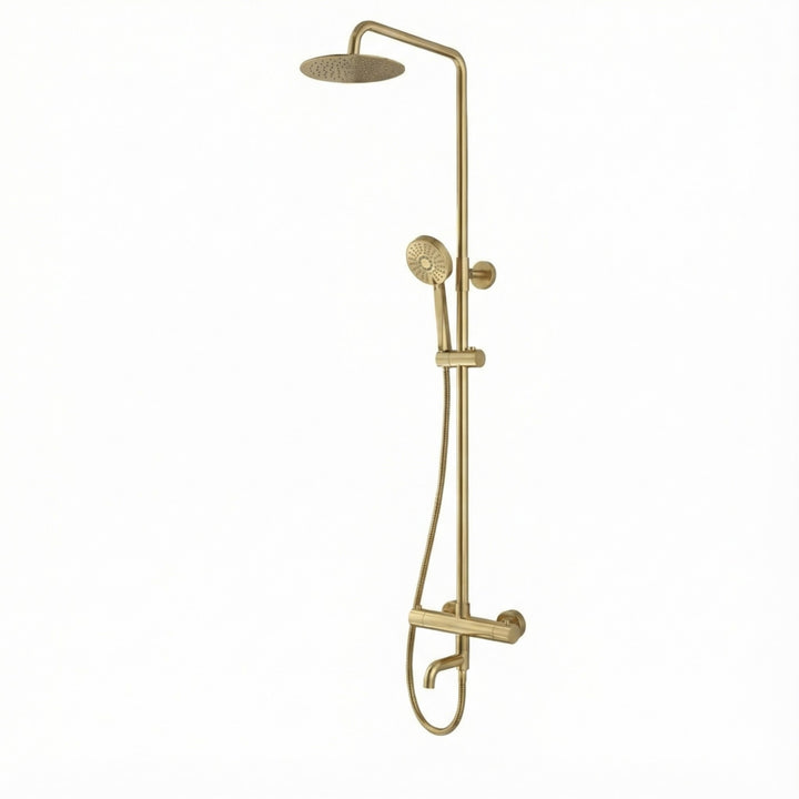 Kelmora Round Exposed Thermostatic Shower, Brass