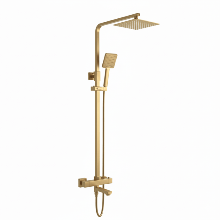 Kelmora Square Exposed Thermostatic Shower, Brass