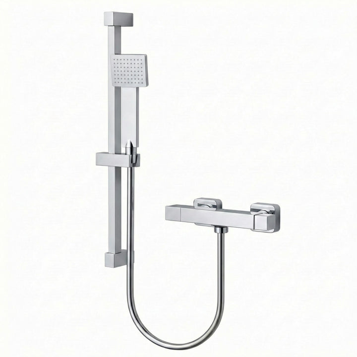 Kelmora Square Riser Rail Shower Kit, Chrome